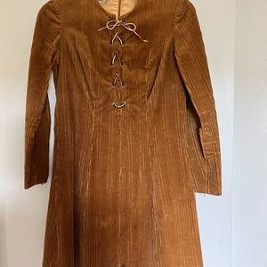 Corduroy Lace-up Dress